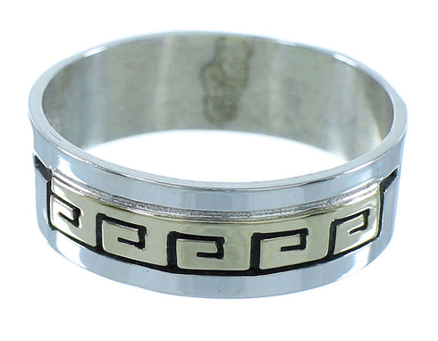 14 Karat Gold Sterling Silver Native American Water Wave Ring Size 8-3/4 RX112244